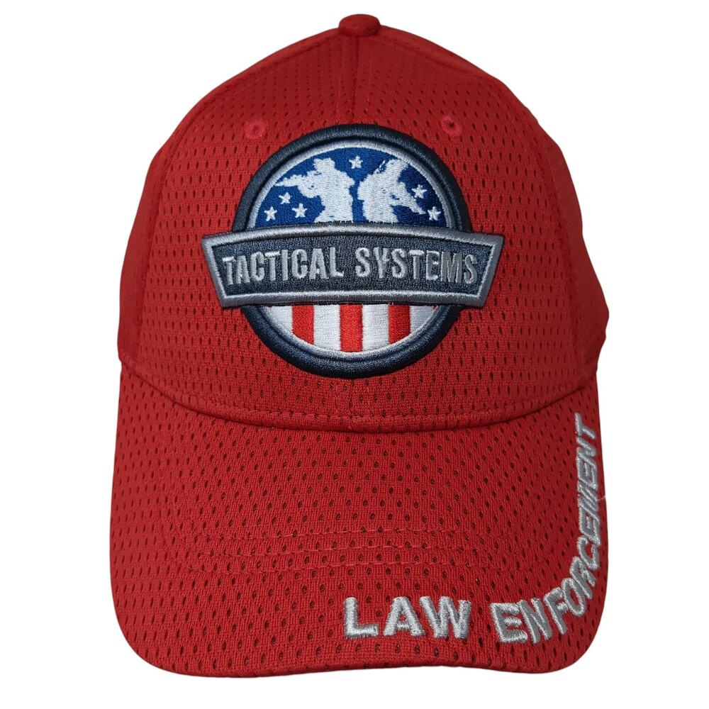Tactical Systems Law Enforcement Baseball Cap Red OS Patriotic Mountain Lakes